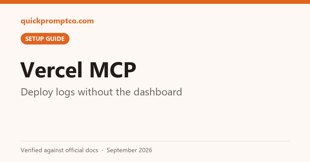 Vercel MCP: Deploy logs without the dashboard
