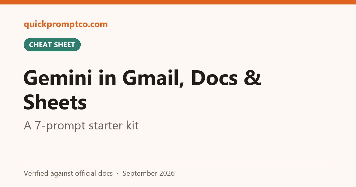 Gemini Prompts for Gmail, Docs, and Sheets: A Beginner’s Starter Kit