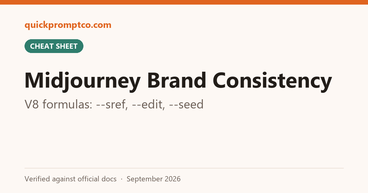Midjourney Prompt Formulas for Consistent Brand Visuals (V8 Reference)
