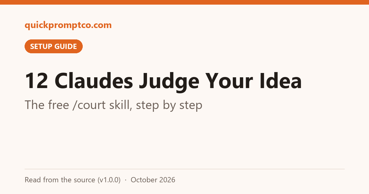 12 Claudes Judge Your Idea: The free /court skill, step by step